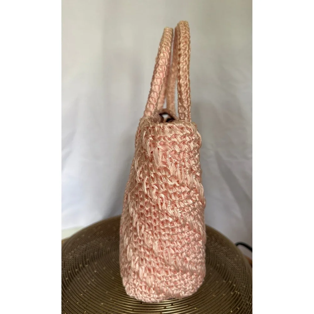 Barbiecore Vintage Pink Straw Handbag Pretty in Pink Made in Japan Turn Lock Bag